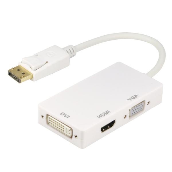 Display Port DP to HDMI DVI VGA Male to Female 3in1 Digital Cable Adapter For PC