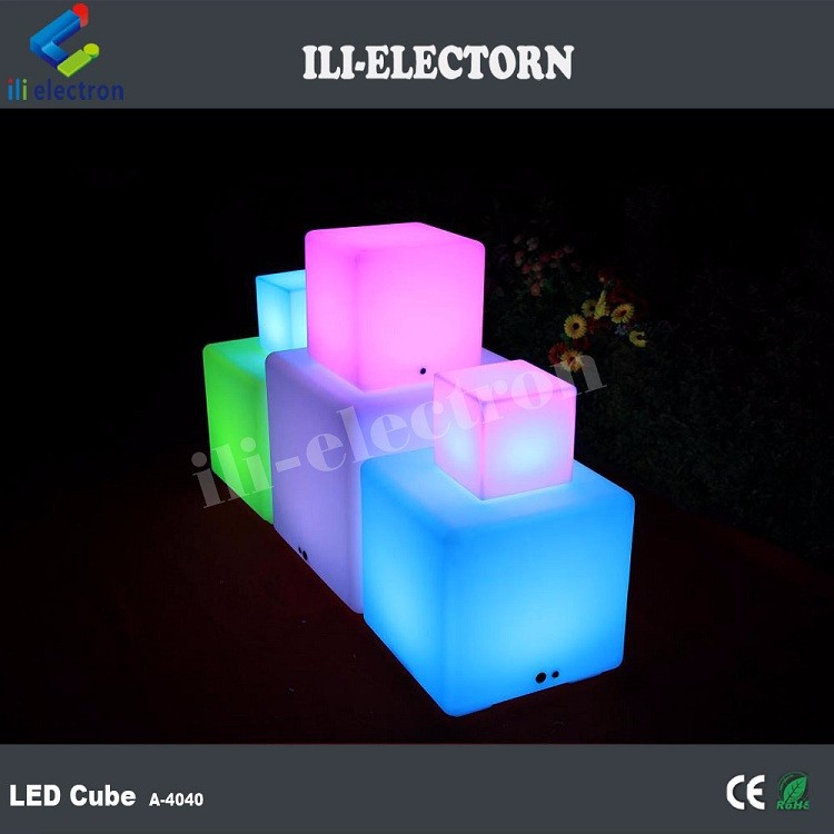 Solid LED Glow Cubes / Glowing Cube Stools Side Table / Illuminated Glow Accent Piece
