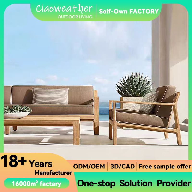 Terrace Wooden Set Luxury Modern Teak Wood Sofa Sets for Hotel Chairs Outdoor Sofa Garden Sofa Design Mail Packing N