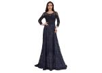 Royal Blue Long Sleeve Evening Gowns , Arabic Long Evening Dress
