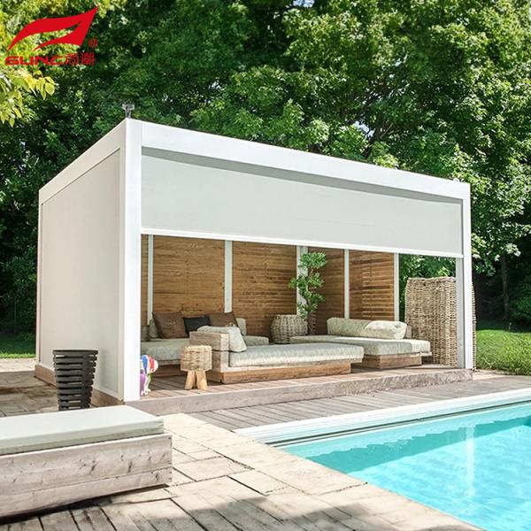 Motorized Louvered Pergola Aluminium Outdoor Modern With Waterproof Zip Screen