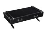 4 Drawers Side Coffee Table Vintage Retro Black Top Genuine Leather For Office