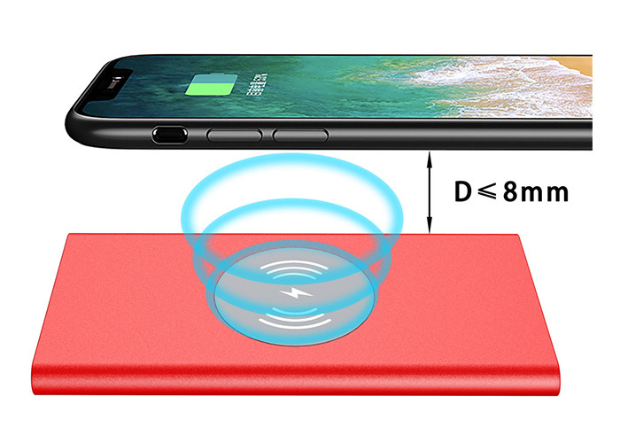 Red Usb C Power Bank , Customized Logo Portable Wireless Charger Power Bank