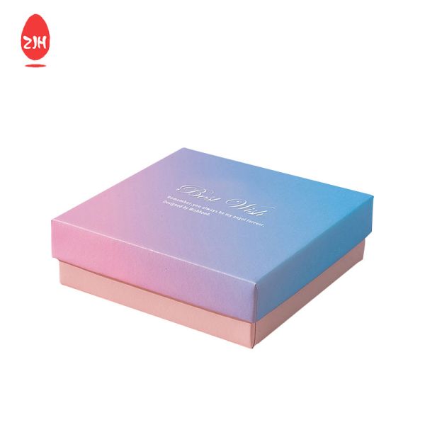 Oem Senior Silver Stamping Cardboard Gift Packaging Box Blue Pink Gradient