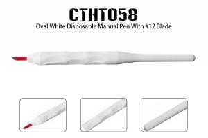 Wholesale Oval White Single Use Disposable Microblading Pen With #12 Blade / Cosmetic Tattoo Strokes Pen from china suppliers
