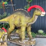 Customized Animatronic Dinosaurs Simulation Parasaurolophus With Baby For