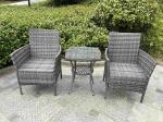 Grey 2 Seater Rattan Table And Chairs Bistro Patio Seating Chair Garden