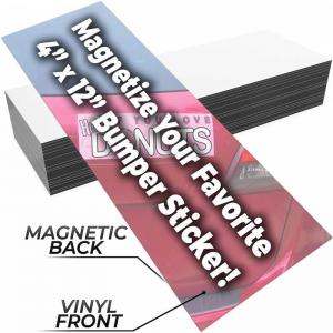 China Self Adhesive Custom Car Magnetic Bumper Stickers Flexible Magnet Material on sale