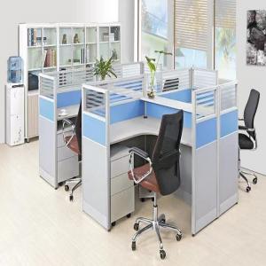 Wholesale ISO9001 Fashion Office Partition Glass Wall 4 Seater Cubicle MFC Modern Desk Dividers from china suppliers