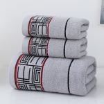 Quick Drying Shower Towel Gift Set with Striped Pattern and 100% Cotton Dark