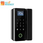 Wifi Tuya Glass Door Lock Smart IC Card Fingerprint Password Unlock With