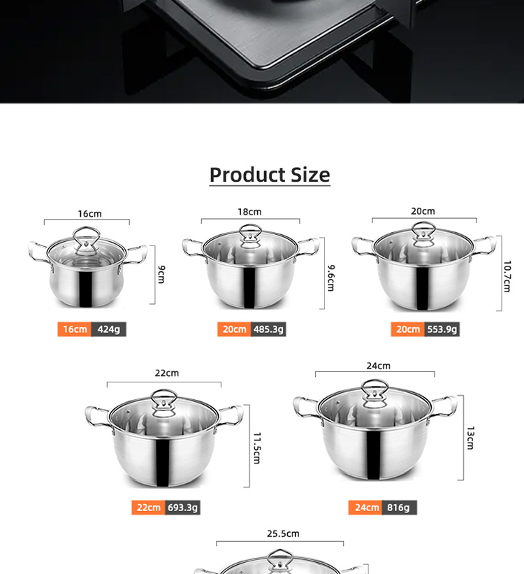 New Product Stainless Steel Cookware Cooking Pot Stock Pot Cookware Soup Pots