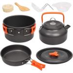 Sustainable 8Pcs Camping Cookware Mess Kit Portable Picnic Pot Pan