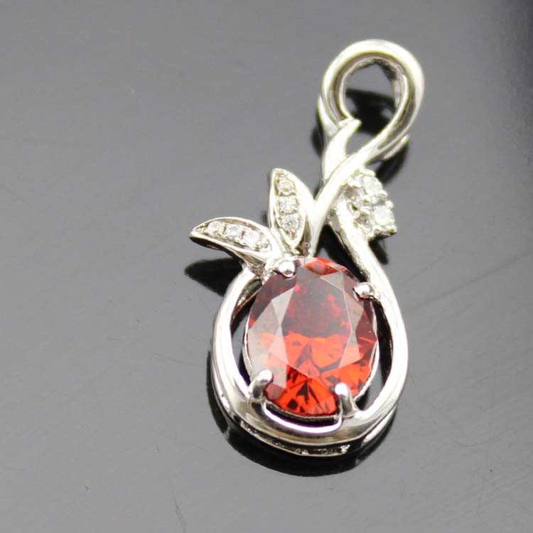 18K Yellow Gold Plated Silver 7mmx9mm Oval Yellow Citrine Cubic Zircon Pendant (PSJ0150)
