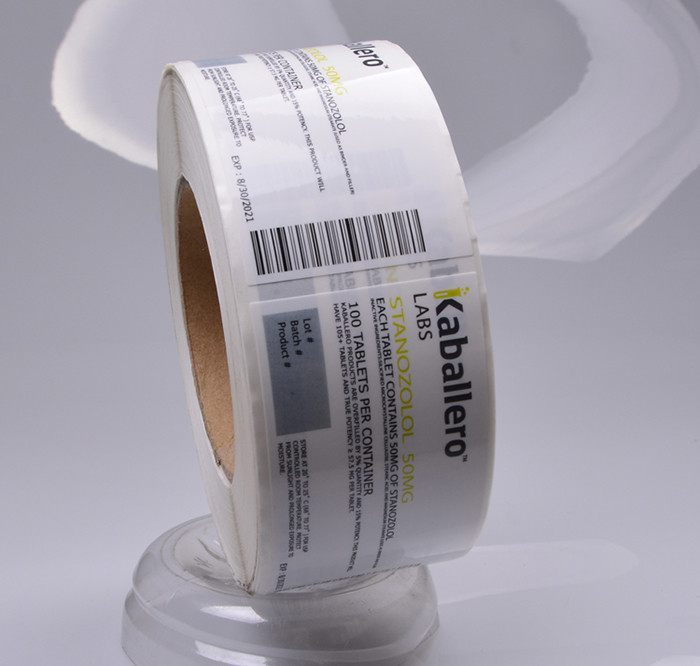 Printing custom high quality glossy self adhesive vinyl jar packaging label in roll
