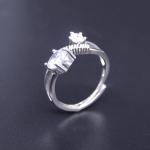 Adjustable Silver Plated Cubic Zirconia Ring AAA Cubic Zircon For Women