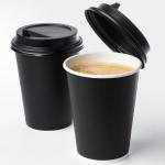 Black Coffee Cup Disposable Cup Takeaway Double Wall Coffee Paper Cups with Lid