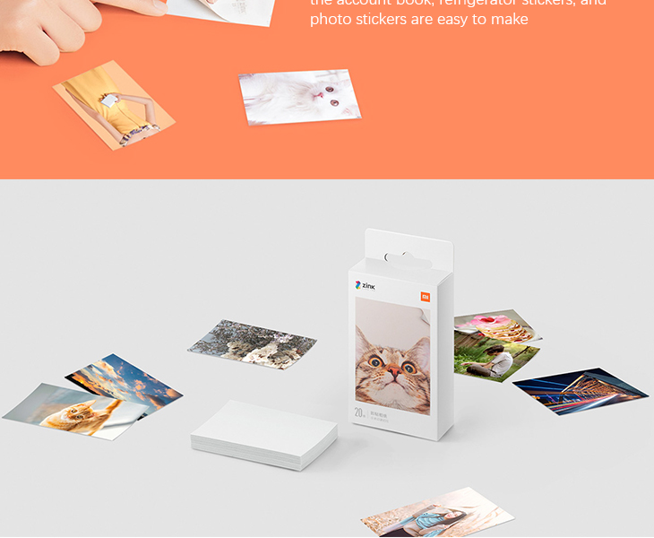 Original Xiaomi Zink Pocket Printer Self-adhesive Photo Print Paper 20 Sheets for Xiaomi Mini Pocket Photo Printer