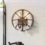 Industrial Retro Iron Crystal Bird Cage Wall Light Double Head Bar Restaurant