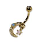 Shiny Moon Star Dangle Belly Button Piercings Jewelry faux opal gem ODM
