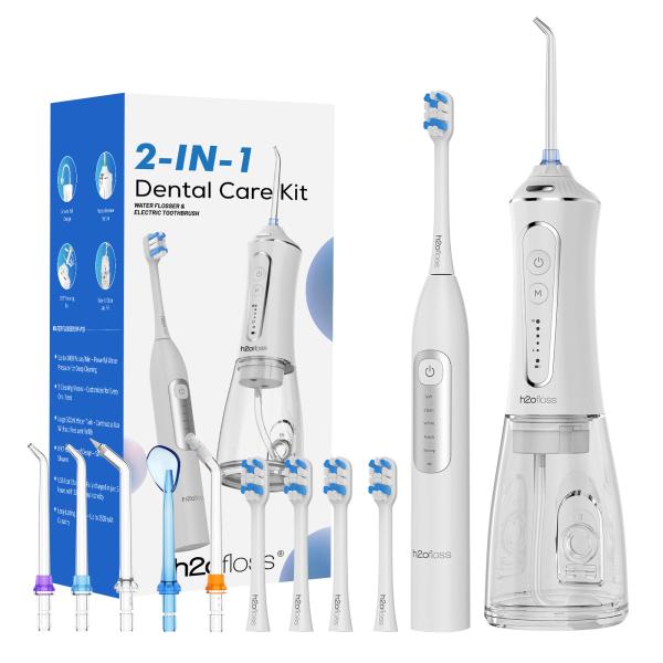 Oral Care Dual Water Dental Floss Picks Smart Sonic Rechargeable Vibration Floss