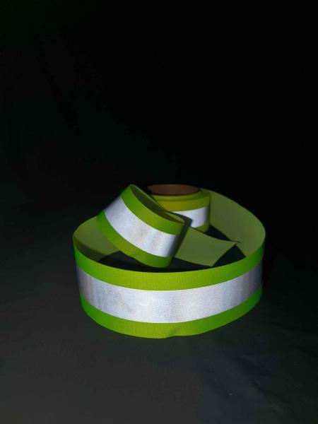 Green Reflective Elastic Tape For Clothing Webbing Strap For Safety 5cmx50m