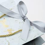 Ivory paper customised marble paper bag stone design candy bags handmade rope