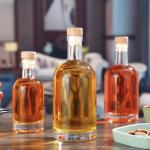 250ml Round Boston Glass Wine Bottle 8oz Vodka Bottle With Cork Lid