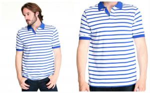 China customized 100% cotton mens polo shirt with white and blue stripes on sale
