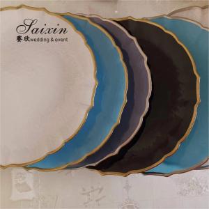 Wholesale White Glass Charger Plates With Gold Rim Wedding Home Table Setting Colored from china suppliers