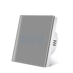 86Type EU Standard Grey Touch Light Wall Switch Tempered Glass Panel Touch
