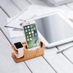 Multi - Port Wooden Phone Charger with Apple Watch Charging Base