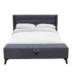 Storage Ottoman King Size Upholstered Bed Frame Durable Wood Grey Slat