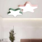 Modern creative LED ceiling lamp pink blue star baby kids children's room flush