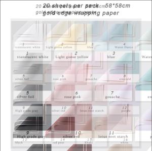 Wholesale Korean Style Half Transparent Golden Border Rose Wrapping Paper 58*58cm 20 Sheets per Pack from china suppliers