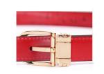 Red 125cm Womens Ostrich Leather Belt With Gold Buckle
