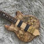 Custom 4 Strings Neck Through Body Alembic Style Electric Bass Guitar Tree Burl
