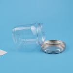 90mm Neck Dia 300ml Clear Plastic Jar Pet Food Container With Metal Lid
