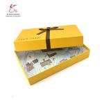 Luxuriously Gold Art Paper Chocolate Packaging Paper Box With Brown Ribbon
