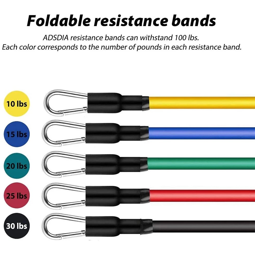Bodybuilding Home Exercise Equipment Professional Weight Training TPE Fitness Elastic Rubber Resistance Bands Set