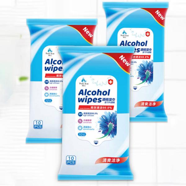 10 Pcs Alcohol Disinfectant Wipes Antibacterial Cleaning Wipes For Coronavirus