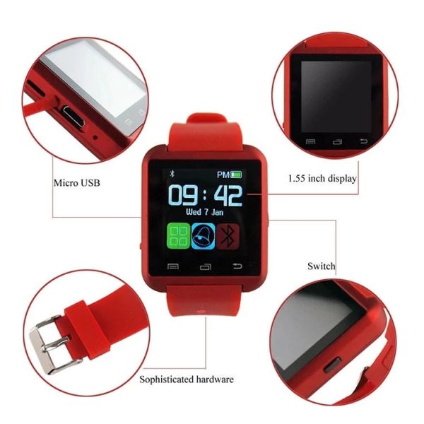 Eraysun U8 Portable Smartwatch 3.0 IPS Display IP67 Waterproof 1.48" Screen Android/iOS Compatible Fitness Tracker