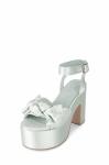 Velvet Lining Knot Womens Wedge Heeled Shoes Leather Sole Chunky Heel