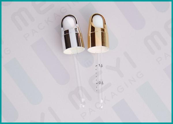 18/410 Glass Dropper Bottles Dropper With ABS Material UV Shiny Silver / Gold