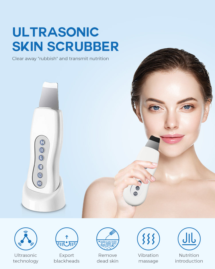 3 Modes Exfoliators Ultrasonic Facial Skin Scrubber ABS Material