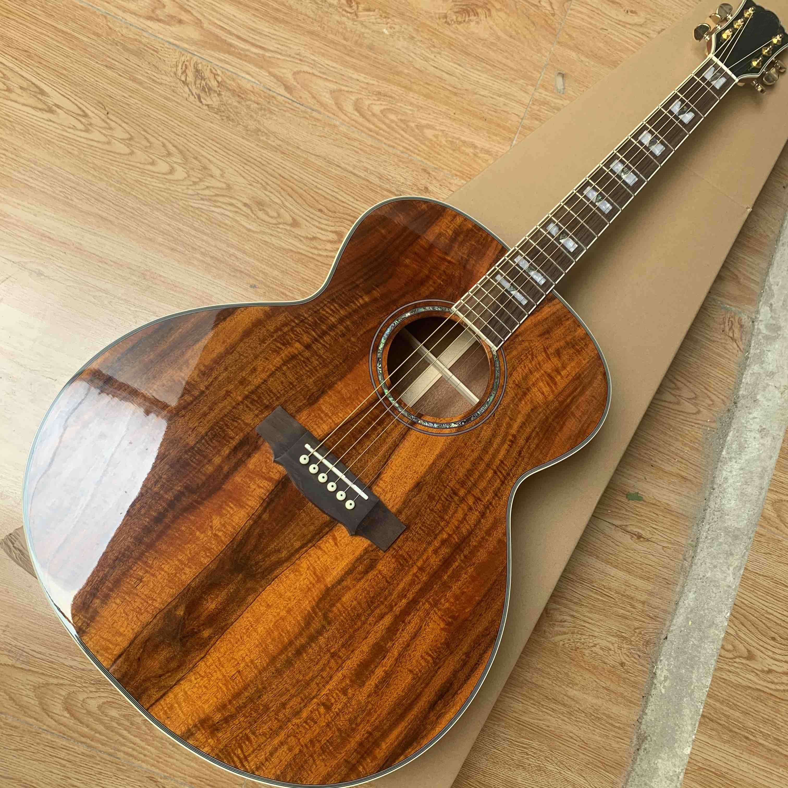 Grand 43" Jumbo Koa Wood Acoustic Guitar with Fishman 301 Electronic