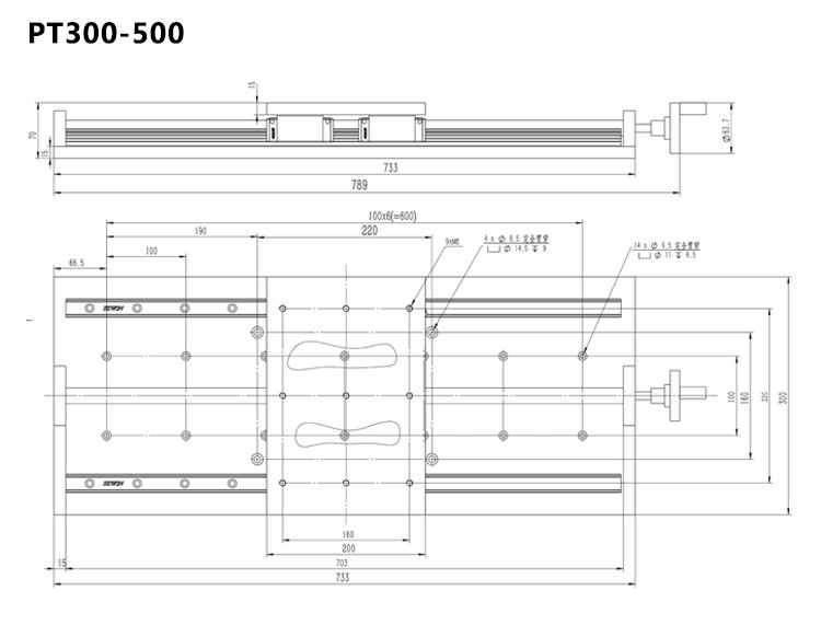 Hand Sliding Manual Linear Stage Large Table Top Load 100kg Displacement