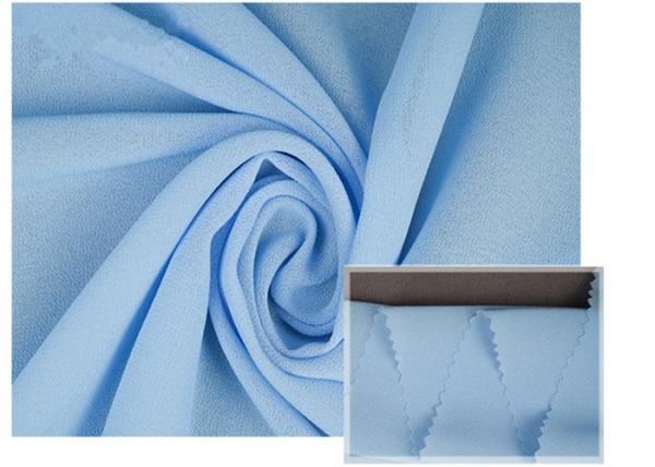 Quality 100% Polyester Soft Light Blue Chiffon Fabric Breathable For Summer Dress / Pants for sale