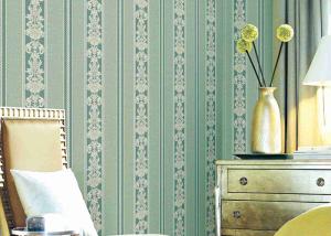 Wholesale Washable Classic Striped Floral Wallpaper , Vinyl Material Durable Wall Coverings from china suppliers