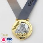 OEM Circle Shape Antique Gold Medal Brass Tag Carnival Marathon Keepsake Ribbon